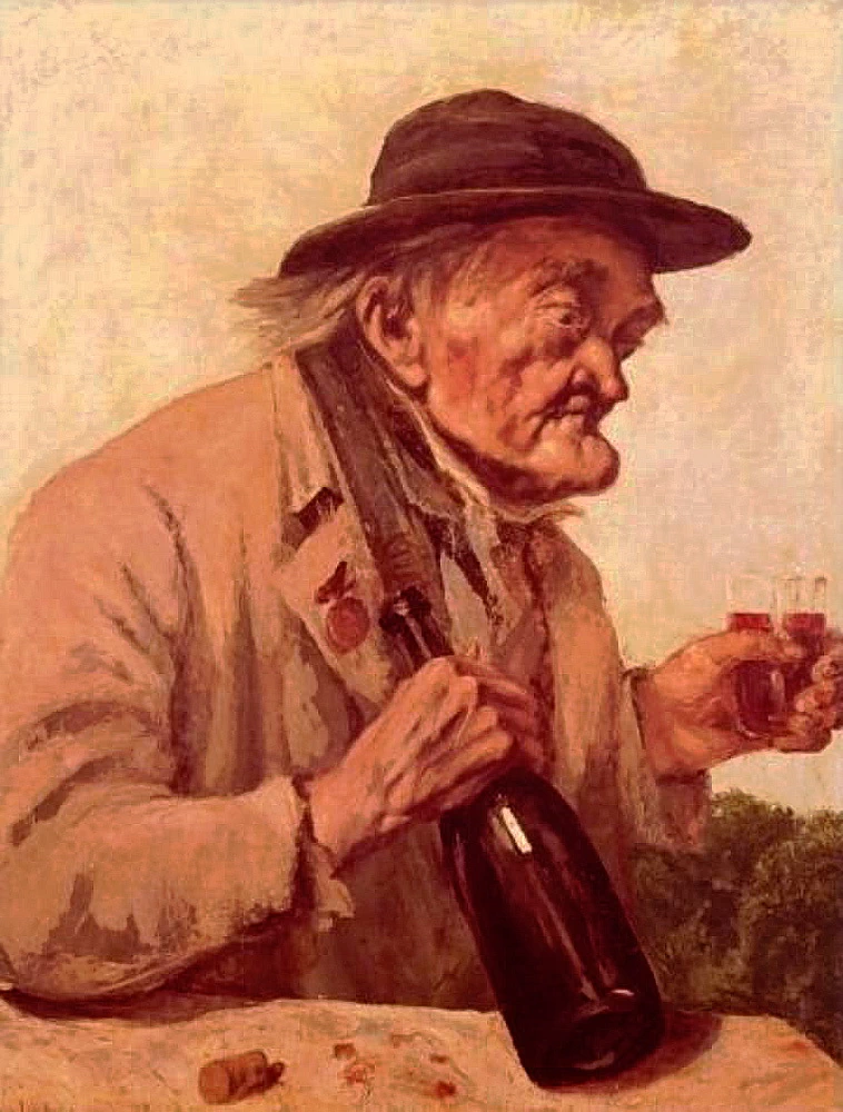 292-uomo che beve un bicchiere di vino- Museum Gallery London 